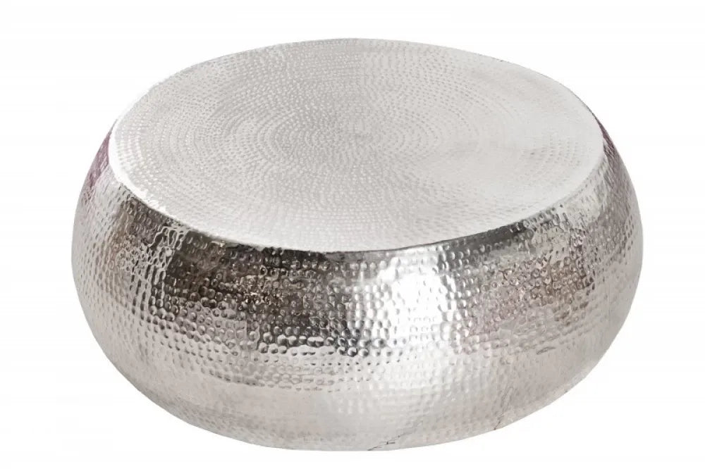 Masuta de cafea Rotunda din Metal Argintiu D80xH30cm Orient