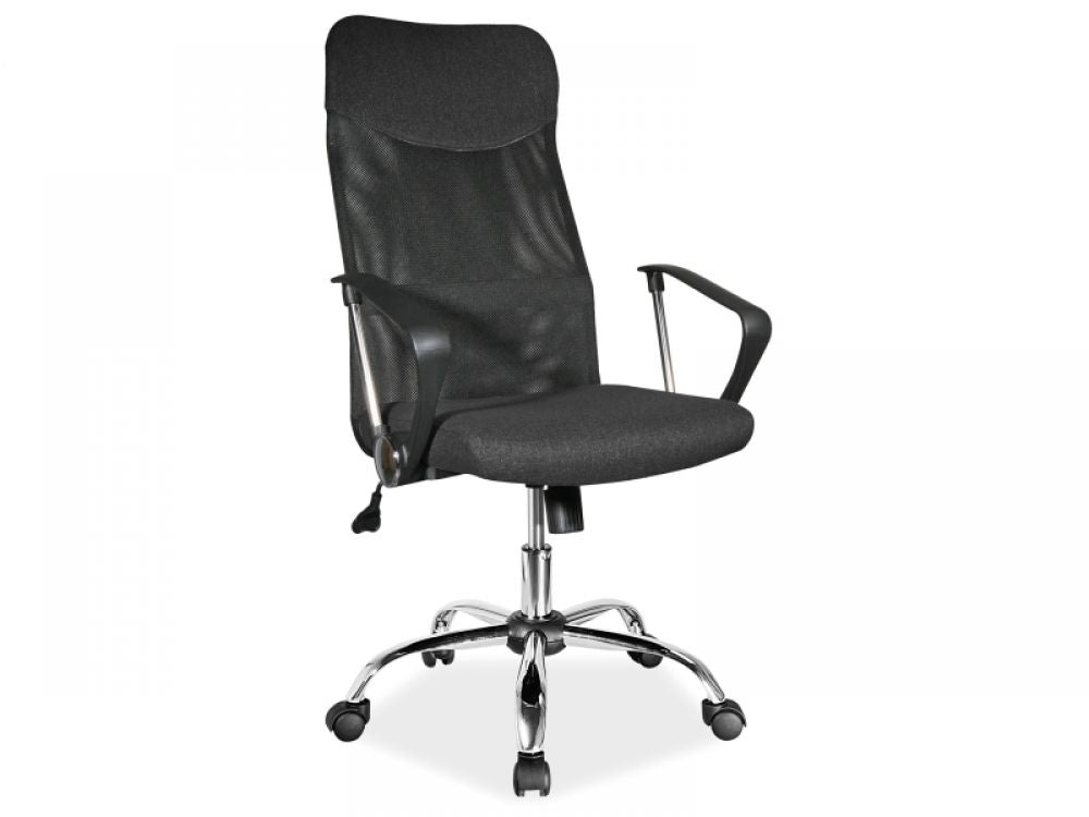Scaun de birou reglabil din Poliester si Metal Negru/Argintiu H107-116xL62xA50cm Q25