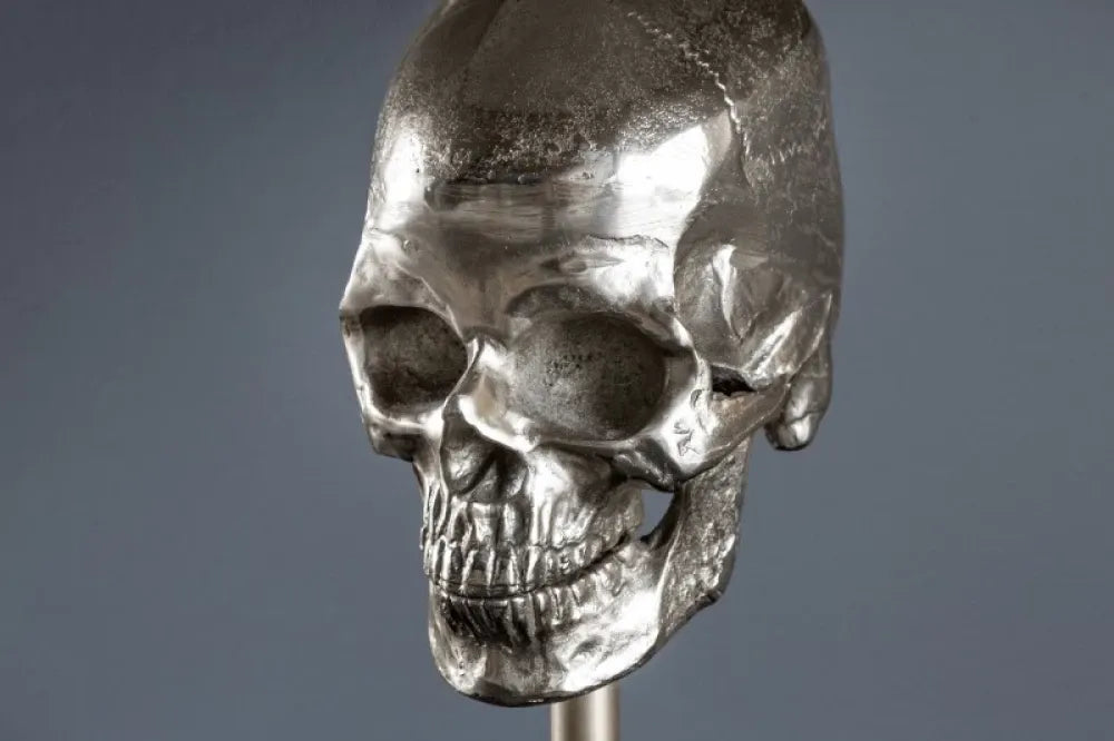 Veioza din Metal Argintiu si Bumbac Negru H56xD40cm Skull