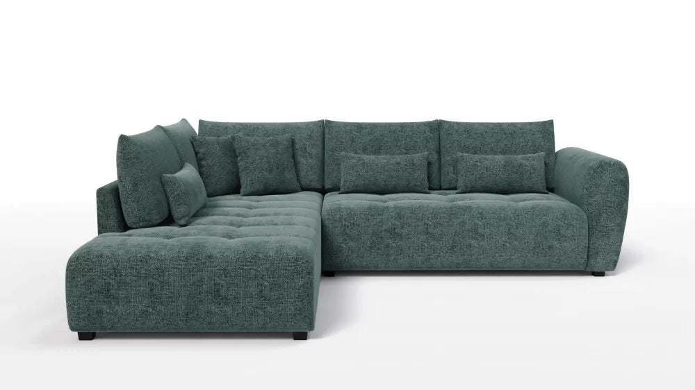 Coltar in forma de L tapitat cu Chenille Verde Sajma 11 L299x234cm Trezzo
