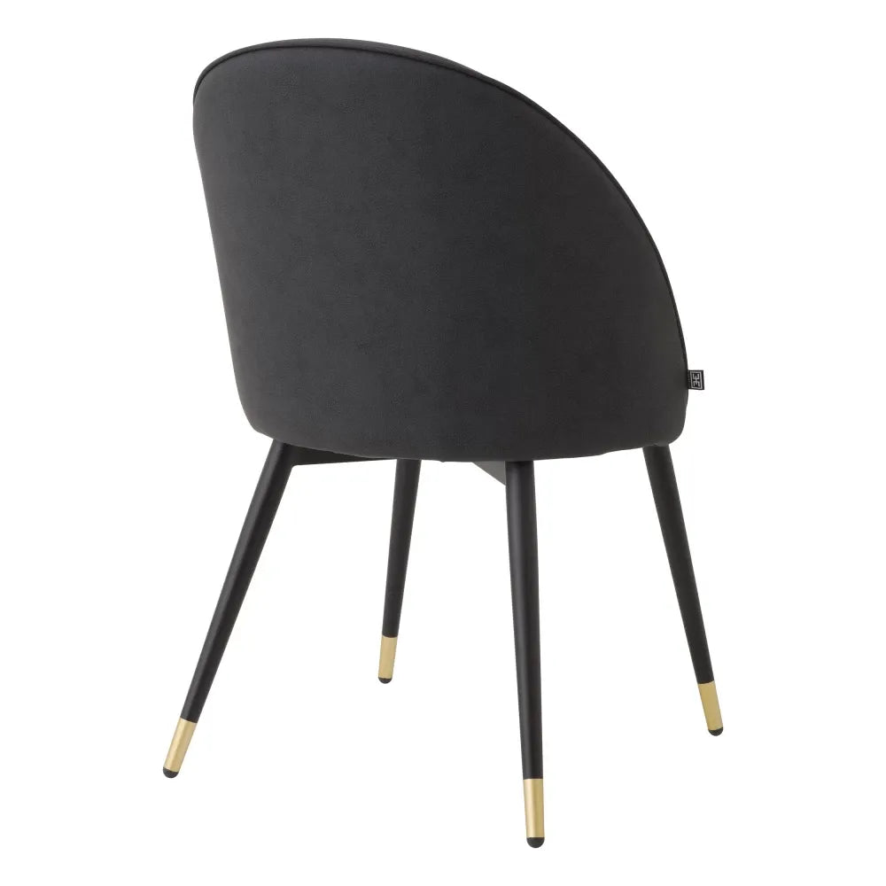 Set 2 scaune tapitat cu Piele artificiala Gri inchis cu picioare din Metal Negru/Auriu H83xL55xA64cm Cooper Eichholtz
