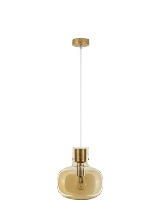 Pendul structura din Metal Auriu si abajur din Sticla Auriu H178xL22cm IP20 CINZIA