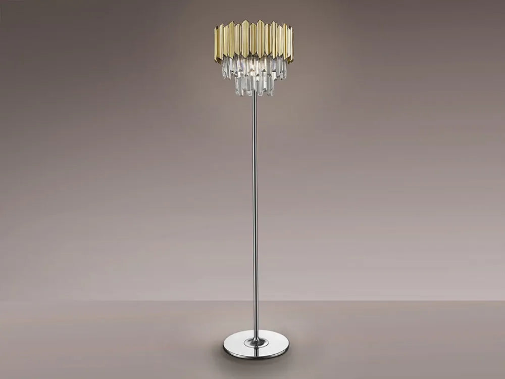 Lampa de podea din Metal Argintiu si Sticla/ABS Transparent/Auriu H159xD35.5cm Tiara