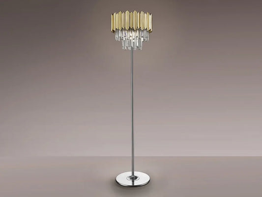Lampa de podea din Metal Argintiu si Sticla/ABS Transparent/Auriu H159xD35.5cm Tiara