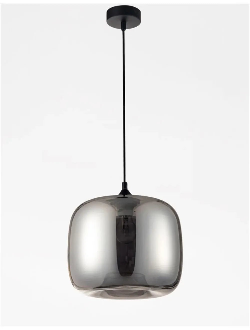 Pendul structura din Metal Negru si abajur din Sticla Crom H120xL28cm IP20 SAVAZ