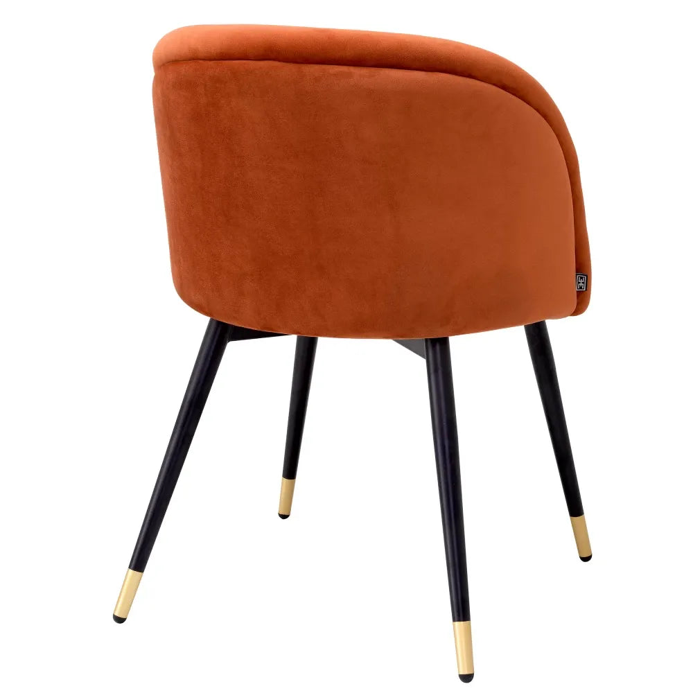Set 2 scaune tapitat cu Catifea Portocaliu cu picioare din Metal Negru/Auriu H77xL57.5xA58cm Chloe Eichholtz