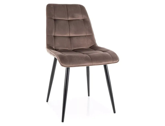 Set 2 scaune din Catifea Maro cappuccino si Metal Negru Hx88Lx50xA58cm Chic