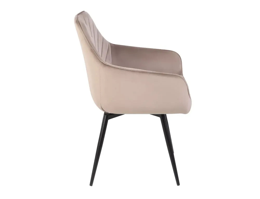 Set 2 scaune din Catifea Bej inchis si Metal Negru Hx88Lx55xA58cm Servio