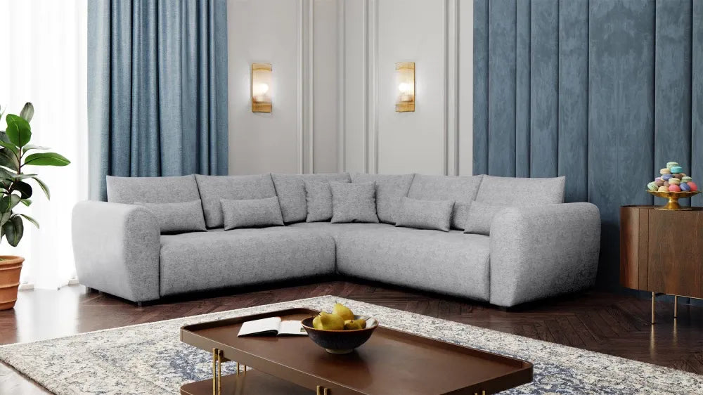 Coltar simetric tapitat cu Chenille Sajma 20 Gri deschis L306x306cm Trezzo