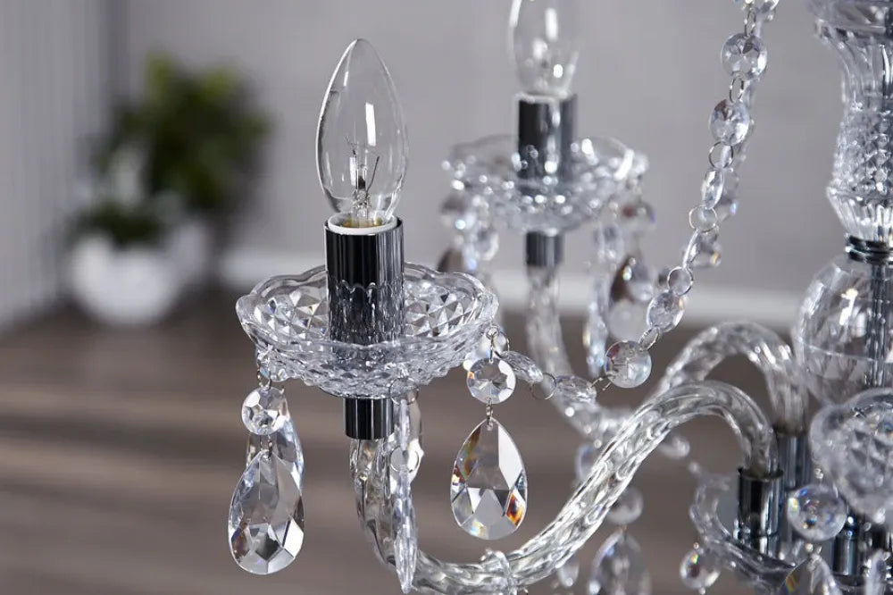 Candelabru din Metal Argintiu si Acrilic Transparent D53xH54cm Diamonds