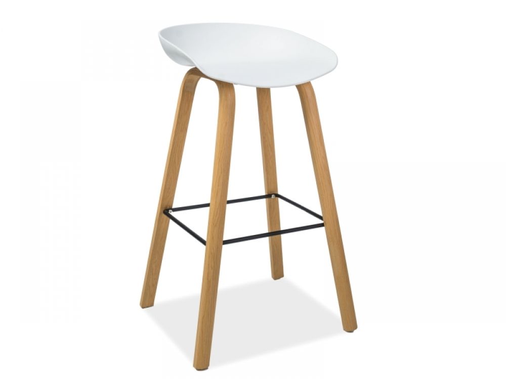 Scaun de bar din Polipropilena si Metal Alb/Maro H85xL43xA36cm Sting