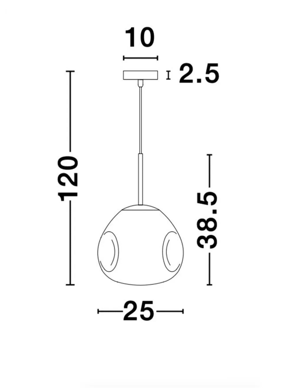 Pendul structura din Metal Auriu si abajur din Sticla Auriu H120xL25cm IP20 LAVA