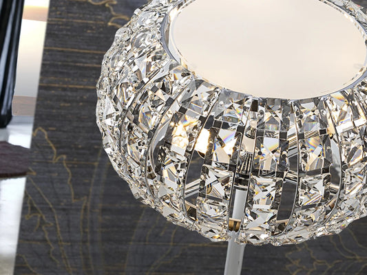 Veioza din Metal Argintiu si Cristale Transparent 3x10W D24xH40cm Diamond